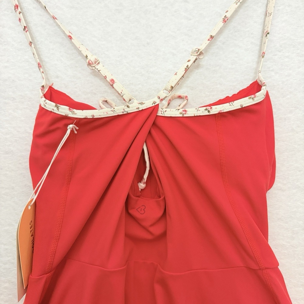 Blogilates Tie Front Twirl Active Dress Size Large NWT Orange Inner Shorts - Picture 5 of 9
